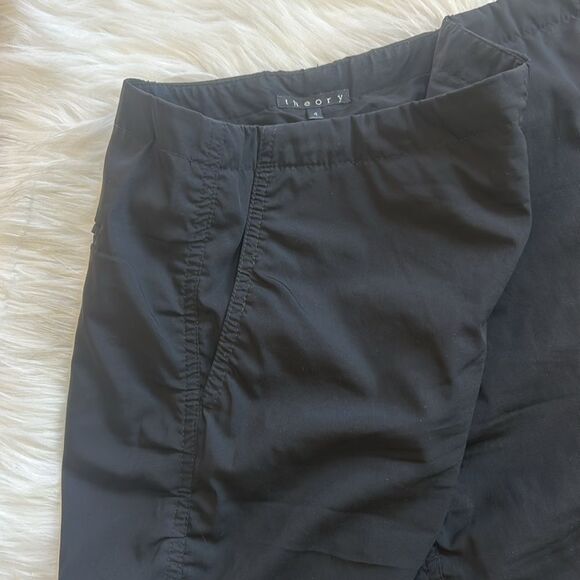 Theory Skirt Ruched Utility Black Pencil Size 4 - Picture 2 of 7